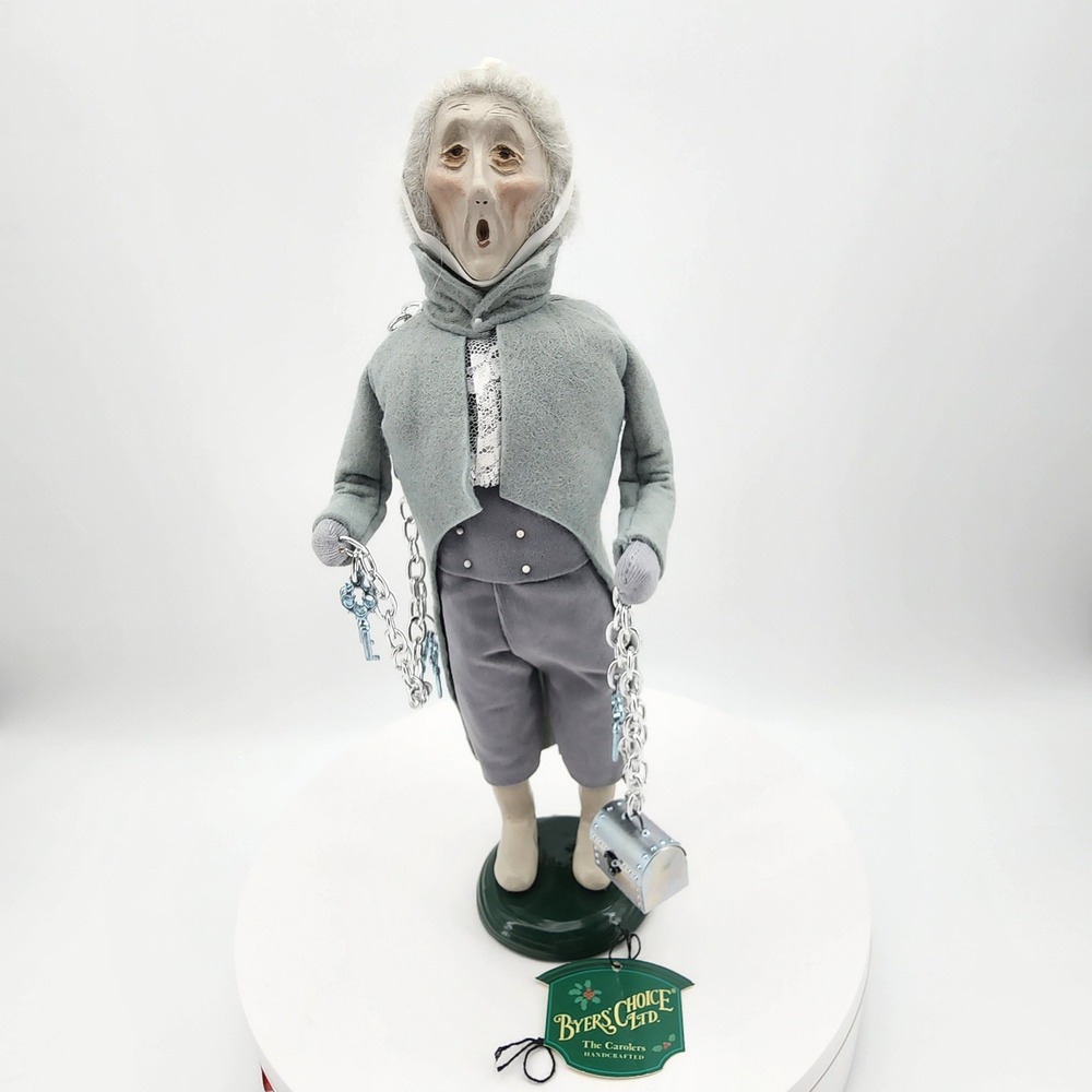 Byers Choice Jacob Marleys Ghost Caroler Figurine Grey Chains 2003 Christmas